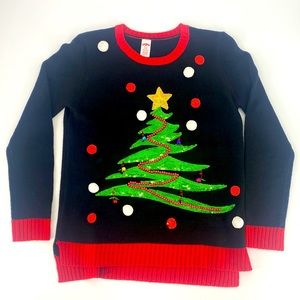Christmas Sweater Ugly/Pretty Sequin Tree and Jingle Bells